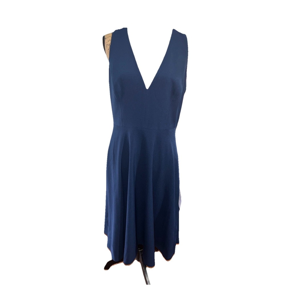 Dress the Population Navy V-Neck Midi Dress